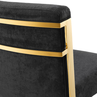 Bar Stool Scott gold finish black velvet