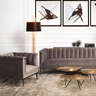 Chair Raffles roche porpoise grey velvet