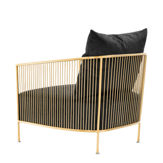 Chair Knox gold finish black velvet