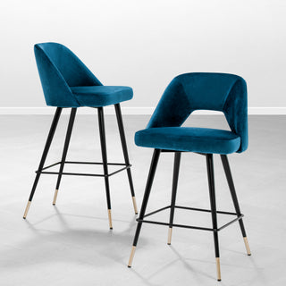 Bar Stool Avorio roche blue velvet