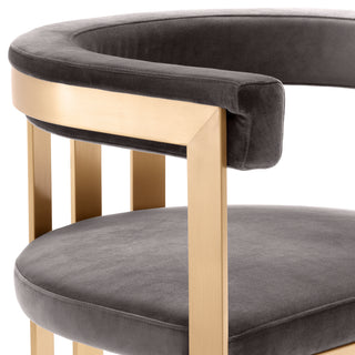 Dining Chair Clubhouse brushed brass finish savona grey