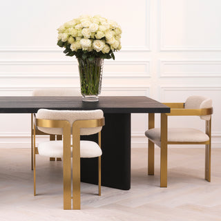 Dining Chair Donato brushed brass finish bouclé cream