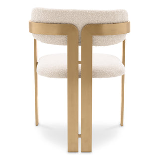 Dining Chair Donato brushed brass finish bouclé cream