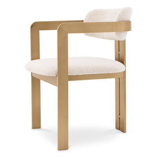 Dining Chair Donato brushed brass finish bouclé cream