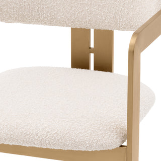 Dining Chair Donato brushed brass finish bouclé cream
