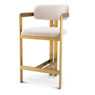 Counter Stool Donato brushed brass finish bouclé cream