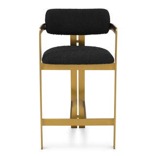 Counter Stool Donato brushed brass finish bouclé black