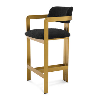 Counter Stool Donato brushed brass finish bouclé black