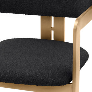 Dining Chair Donato brushed brass finish bouclé black