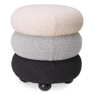 Stool Tulum bouclé cream grey black