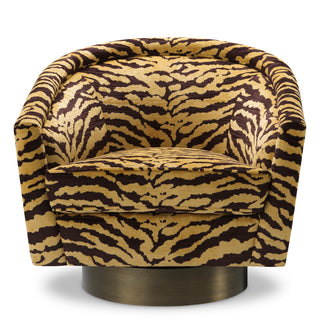Swivel Chair Catene tigris brown brushed brass finish