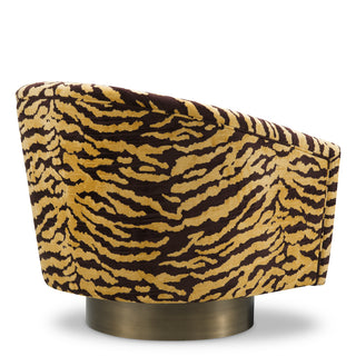 Swivel Chair Catene tigris brown brushed brass finish