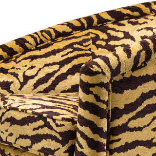 Swivel Chair Catene tigris brown brushed brass finish