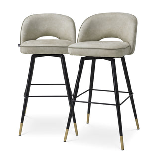 Black-Legged Bar Stools (2) Cliff Mayer Silver