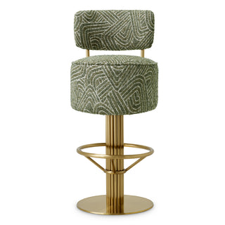 Bar Stool Carleton with back camari green brushed brass
finish