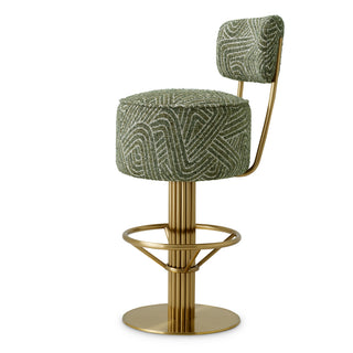 Bar Stool Carleton with back camari green brushed brass
finish