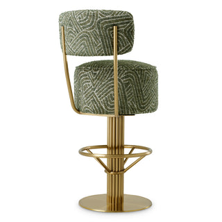 Bar Stool Carleton with back camari green brushed brass
finish