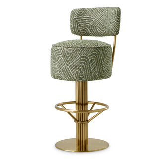 Bar Stool Carleton with back camari green brushed brass
finish