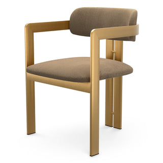 Dining Chair Donato brushed brass finish stratfort brown