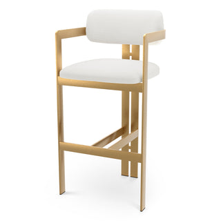 Bar Stool Donato brushed brass finish muslin white
