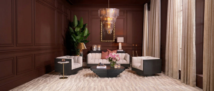 Sculptural Eichholtz Asinara chandelier with textured or smoke glass
