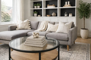 Khaki Linen Coffee Table Stack