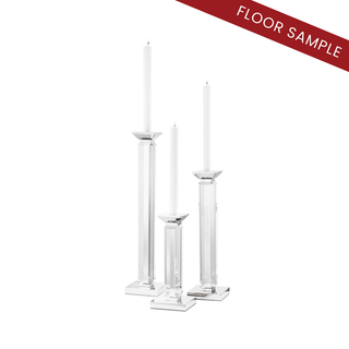 Candle Holder Livia nickel finish clear crystal glass set of 3