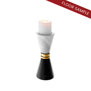 Candle Holder Diabolo black/white marble