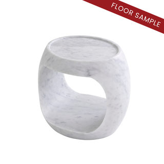 Side Table Clipper low honed white marble