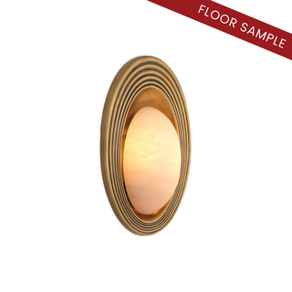 Wall Lamp Savono vintage brass finish alabaster