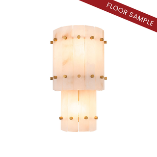 Wall Lamp Blason Double antique brass finish alabaster