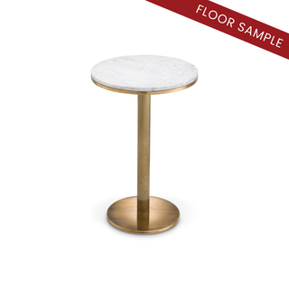 Side Table Tavolara vintage brass finish white marble