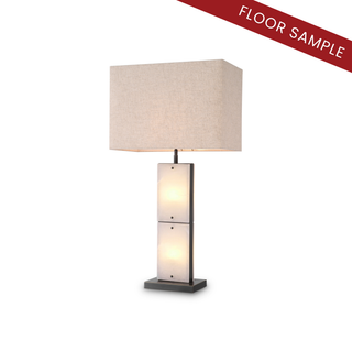 Table Lamp Ortiz bronze highlight finish alabaster incl shade