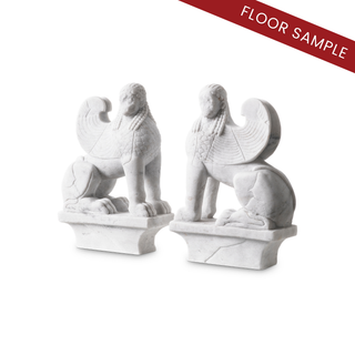 Object Sphinx white marble set of 2