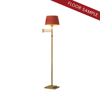 Floor Lamp Corbin antique brass finish incl orange pleated shade