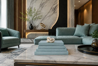 Seafoam Linen Coffee Table Stack