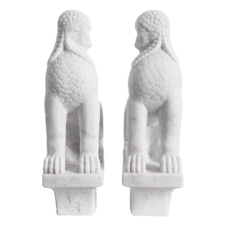 Object Sphinx white marble set of 2