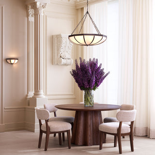 Chandelier Jenkins L bronze highlight finish white glass