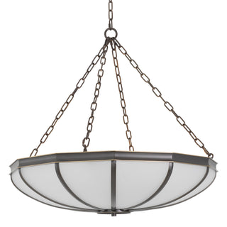 Chandelier Jenkins L bronze highlight finish white glass