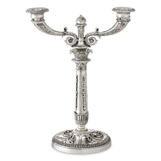 Silver 2-Stem Candle Holder Whitney