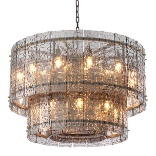2-Tiered Glass Panel Chandelier Georgette