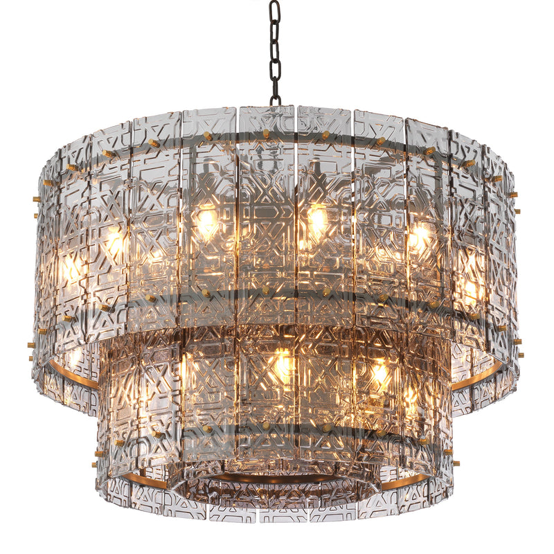 2-Tiered Glass Panel Chandelier Georgette