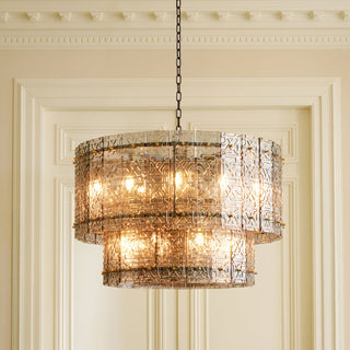2-Tiered Glass Panel Chandelier Georgette