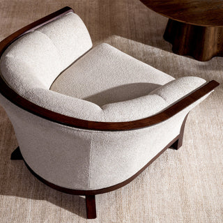 Wooden Framed Beige Lounge Chair Bleecker