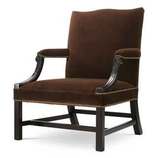 Brown Velvet Lounge Chair Elisha